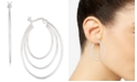 Essentials Medium Silver Plated Triple Medium Hoop Earrings 